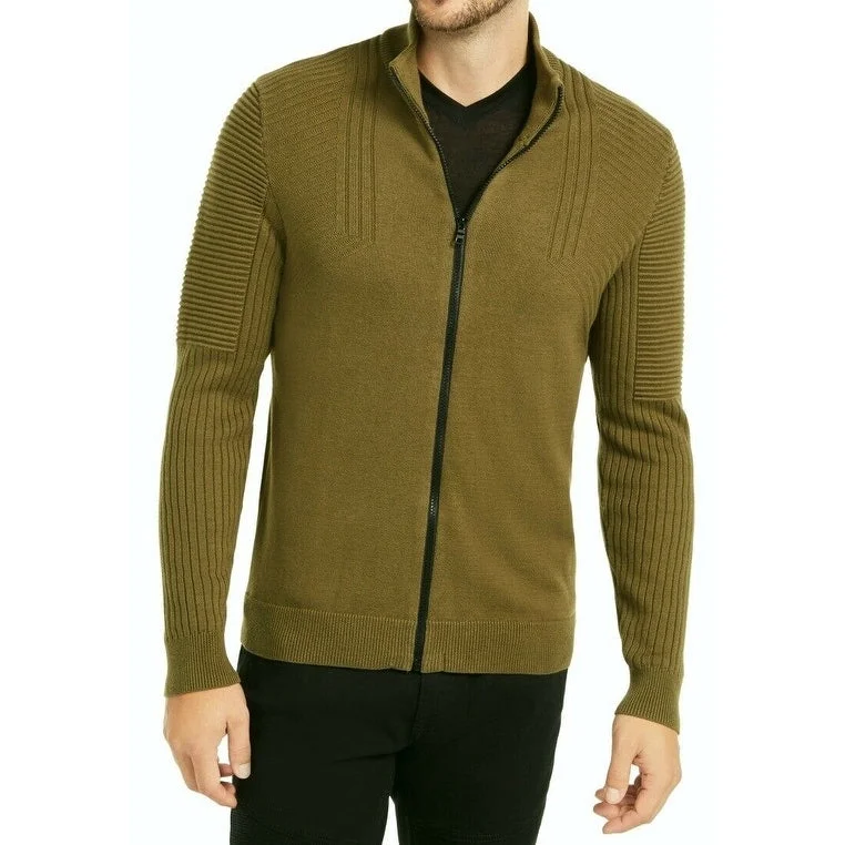 Men's ink black sweater-INC International Concepts Men's Samuel Zip-Front Cardigan Green Size XXX-Large