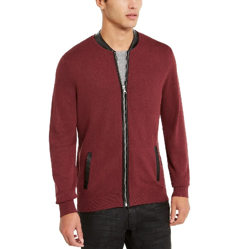 Men's reef sweater-INC International Concepts Men's Zip-Front Cardigan Wine Size Large