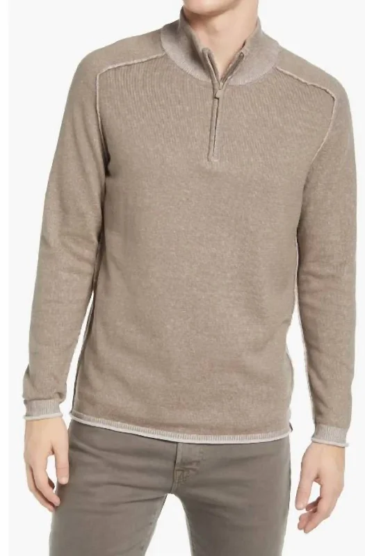 Men's binary sweater-Jimmy Quarter Zip In Khaki