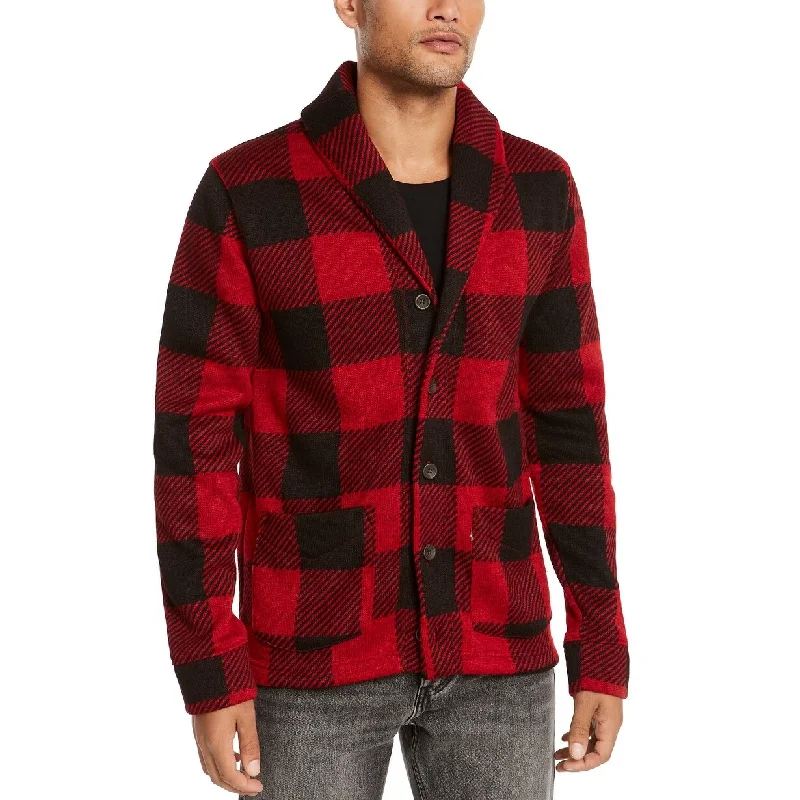 Men's drift sweater-Levi's Men's Trouss Regular-Fit Buffalo Plaid Cardigan Red Size XX Large - XX-Large