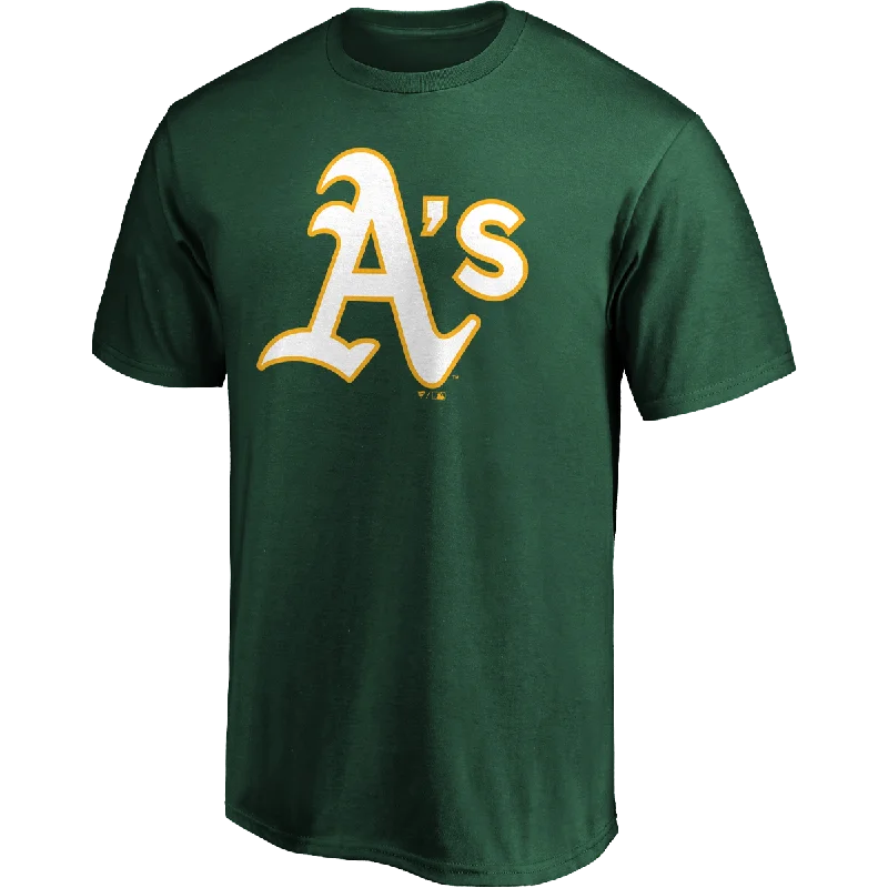 Men’s short-sleeve gush tees-Men's A's Official Logo Short Sleeve