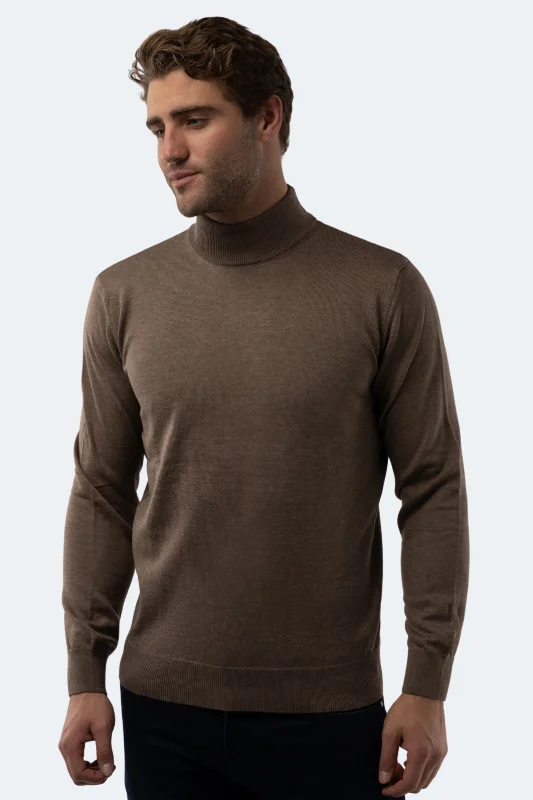 Men's cedar sweater-Melange Mink Mockneck Sweater