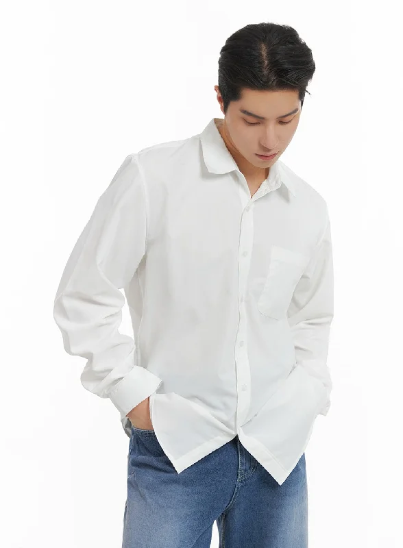 Men’s short-sleeve perk shirts-Men's Classic White Shirt IA401