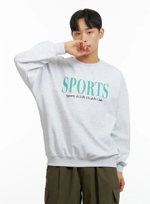 Men’s short-sleeve snug polos-Men's Graphic Lettering Crewneck Sweatshirt (White) IU412