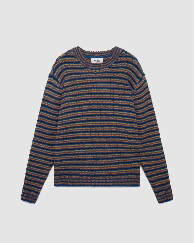 Men's peat sweater-Men's Grove Crew Zig Zag Pullover In Bright Blue