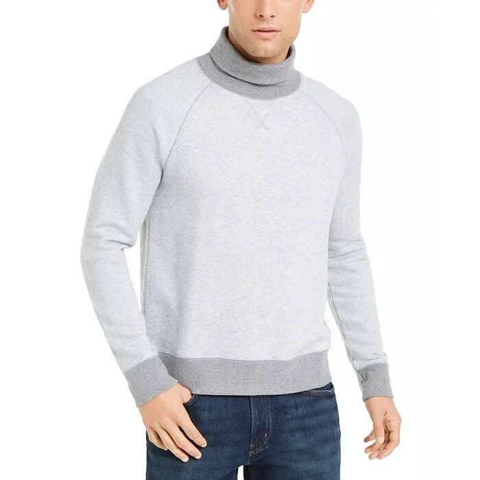 Men's nano-wool sweater-Michael Kors Men's Heather Long Sleeve Turtle Neck Classic Fit Cotton Sweater Grey Size Medium