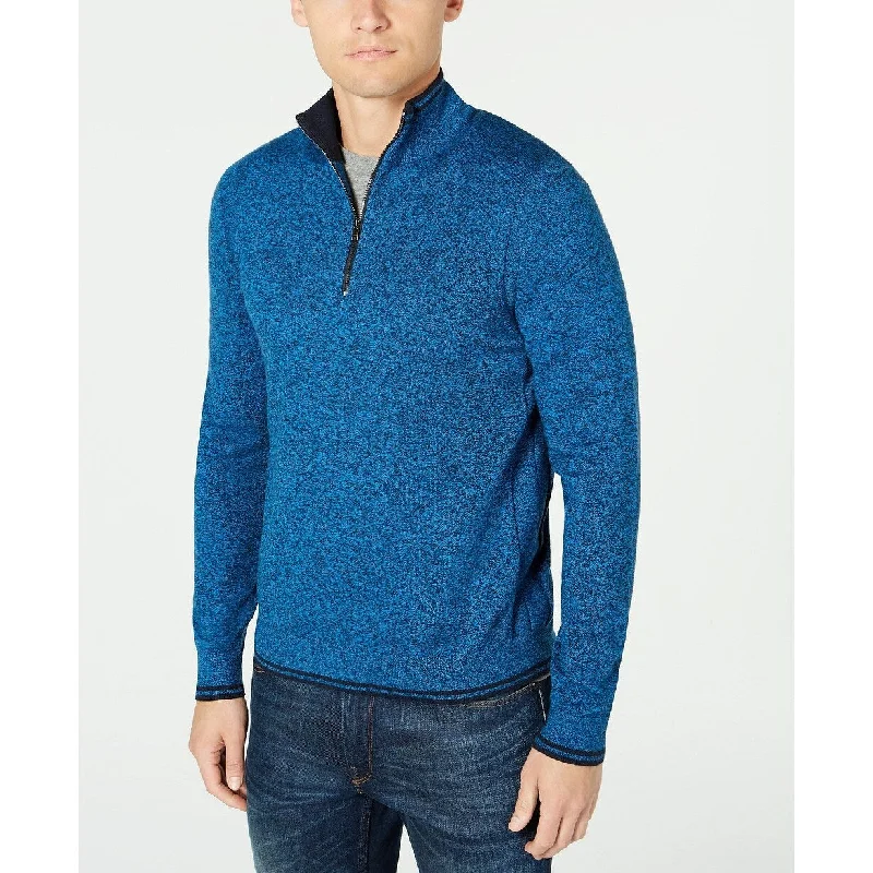 Men's ballad sweater-Michael Kors Men's Quarter-Zip Sweater Blue Size Extra Large - X-Large