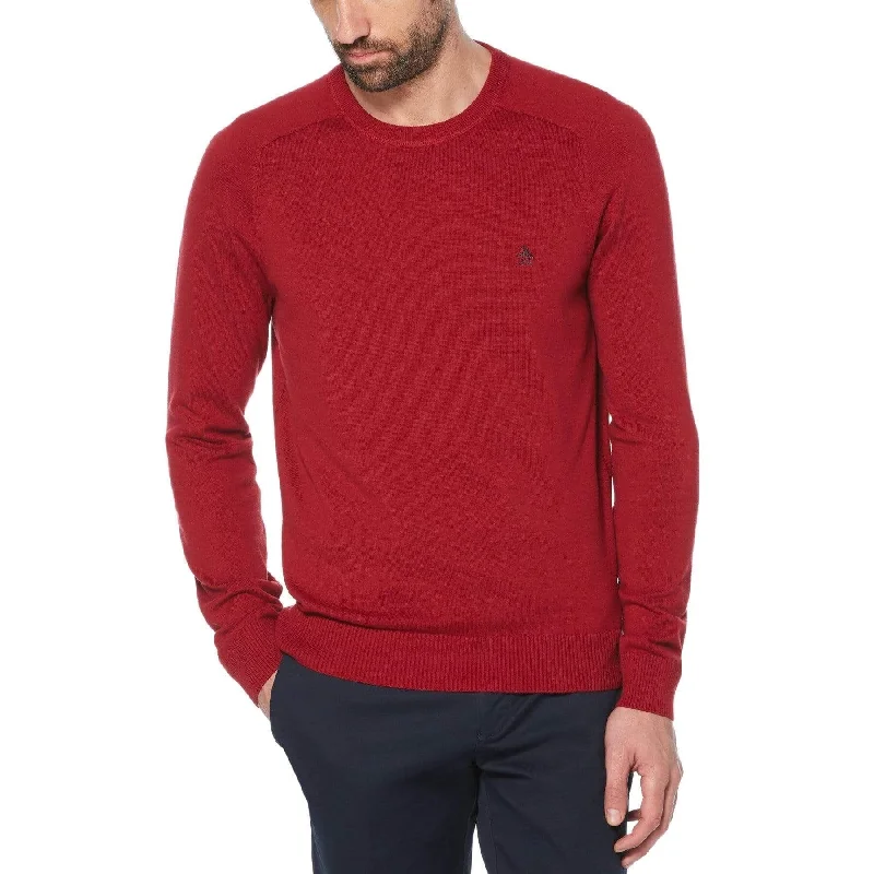 Men's cabin knit sweater-Original Penguin Men's Tuck Stitch Sweater Tawny Port Dark Red Size XX-Large