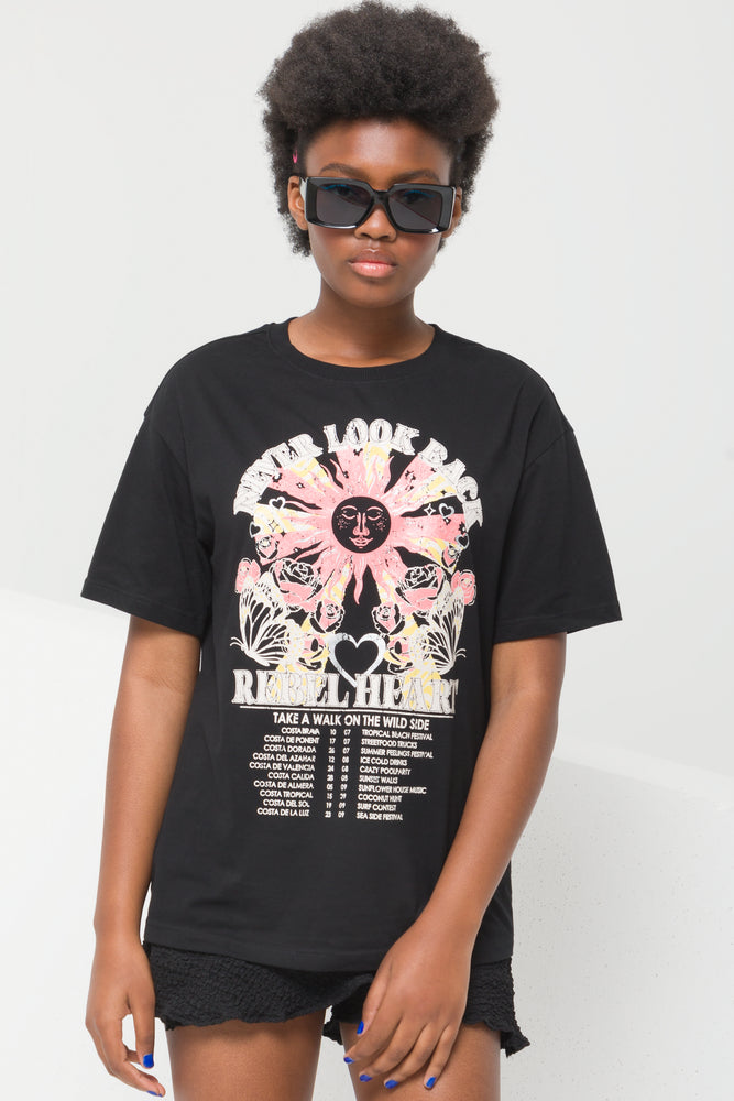 Men’s short-sleeve xeno shirts-Oversized Graphic Tees Black