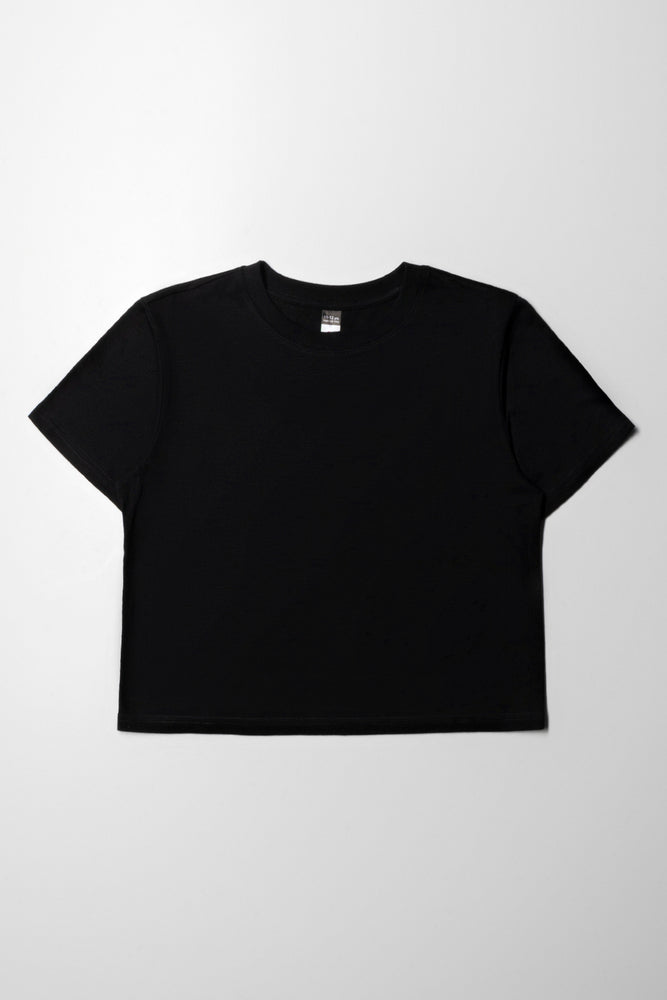 Men’s short-sleeve lurk shirts-Plain Slub Tshirt Black