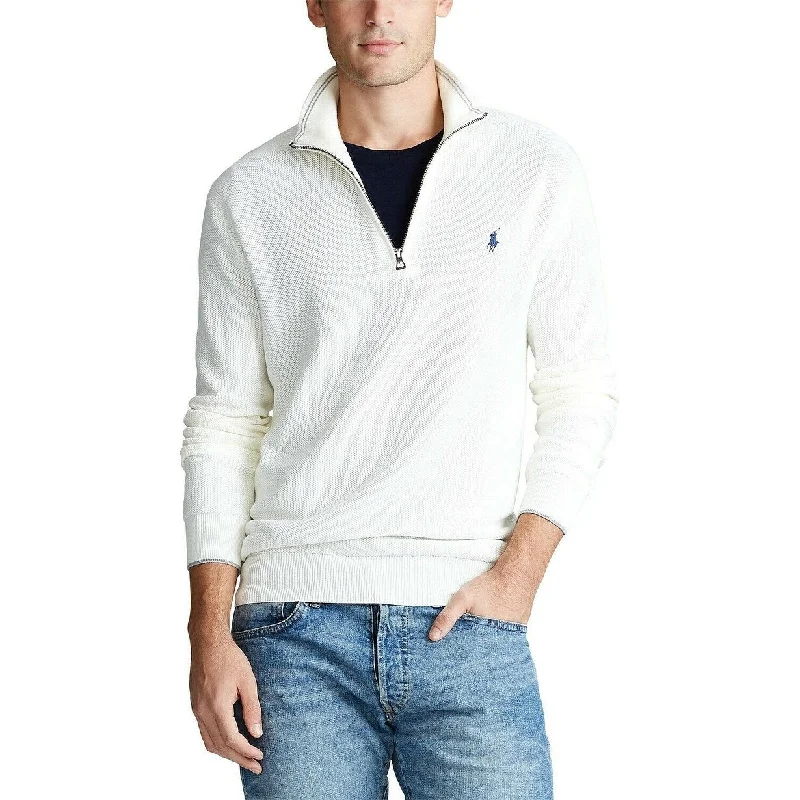 Men's master sweater-Polo Ralph Lauren Men's Textured Quarter-Zip Sweater White Size Medium