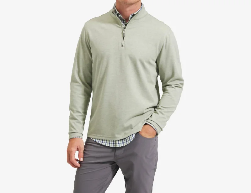 Men's ash knit sweater-Proflex Quarter Zip Sweater In Sage Green Heather