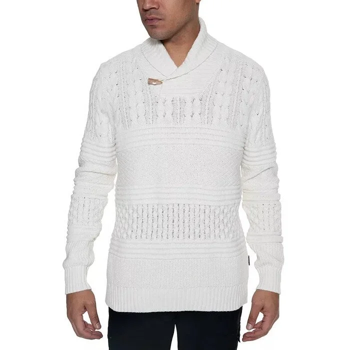 Men's frost sweater-Sean John Men's Multi-Pattern Shawl Collar Sweater White Size Extra Large - X-Large