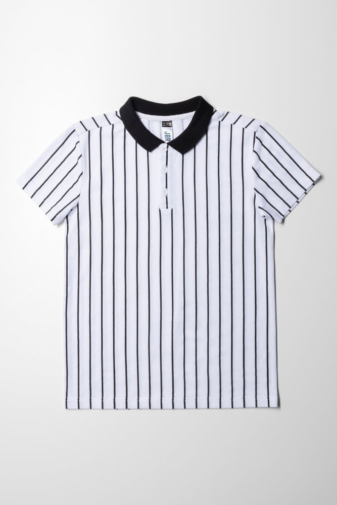 Men’s short-sleeve xing tees-Stripe Golfer White & Black