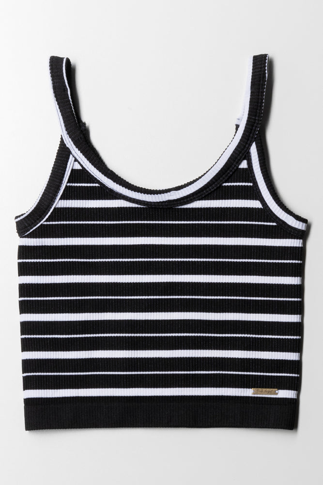 Men’s short-sleeve fizz tees-Stripe Seamless Strappy Vest Black & White