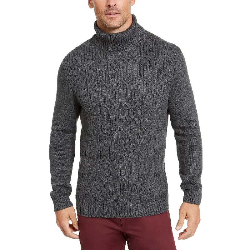 Men's hammer sweater-Tasso Elba Men's Chunky Turtleneck Sweater Grey Size XX-Large