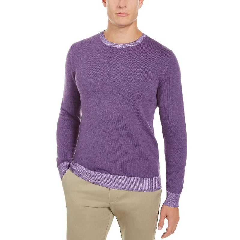 Men's puff sweater-Tasso Elba Men's Crew Neck Sweater Purple Size 2 Extra Large