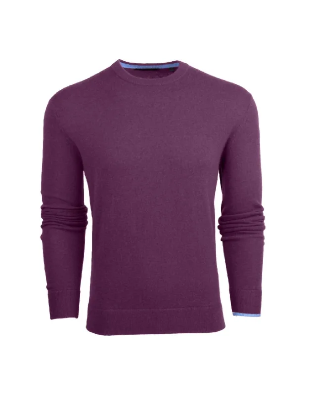 Men's escarpment sweater-Tomahawk Cashmere Crewneck Sweater In Aubergine