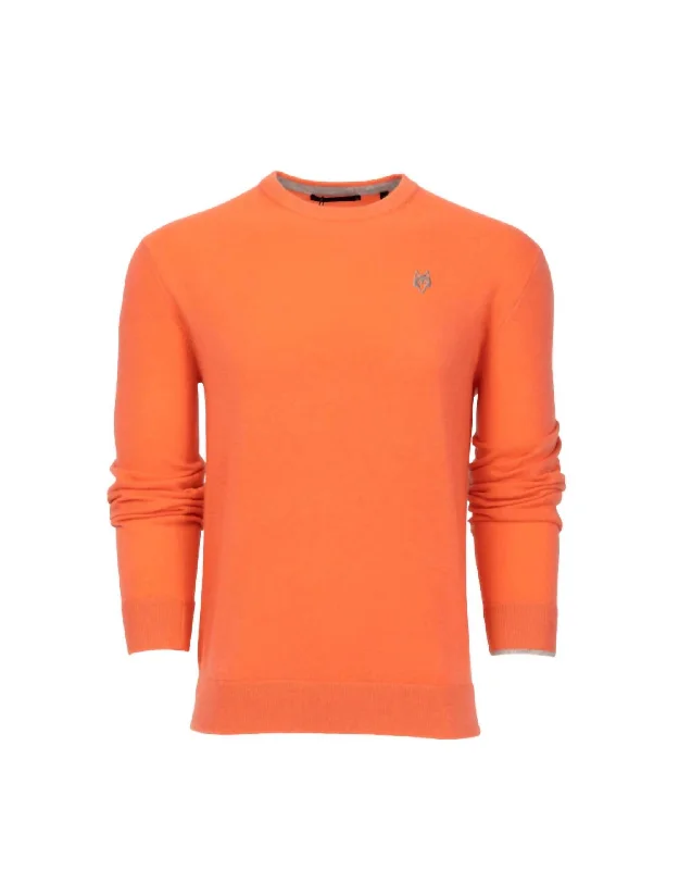 Men's sepia sweater-Tomahawk Cashmere Crewneck Sweater In Coral