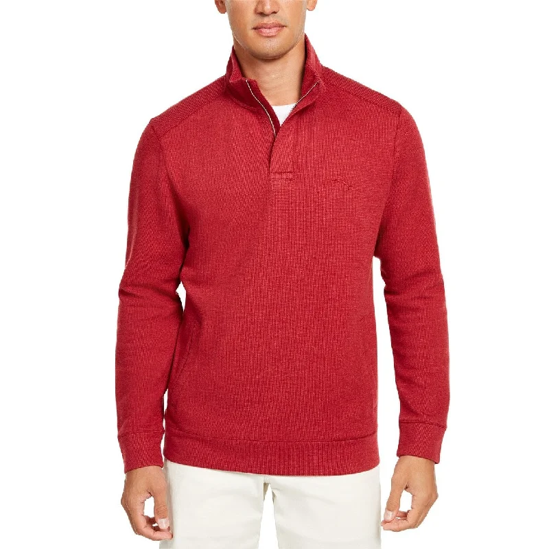 Men's silt sweater-Tommy Bahama Men's Playa Pina Port Quarter-Zip Sweatshirt Dark Red Size Small