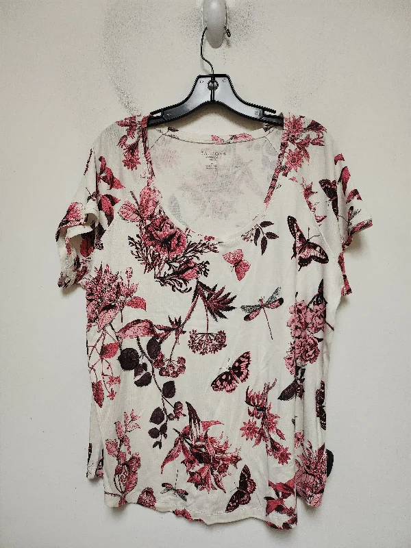 Men’s short-sleeve nook tees-Top Short Sleeve Basic By Talbots In Floral Print, Size: 2x