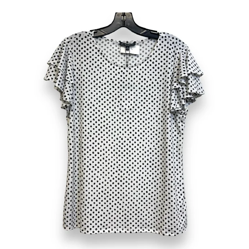 Men’s short-sleeve dote shirts-Top Short Sleeve By Adrianna Papell In Polkadot, Size: M