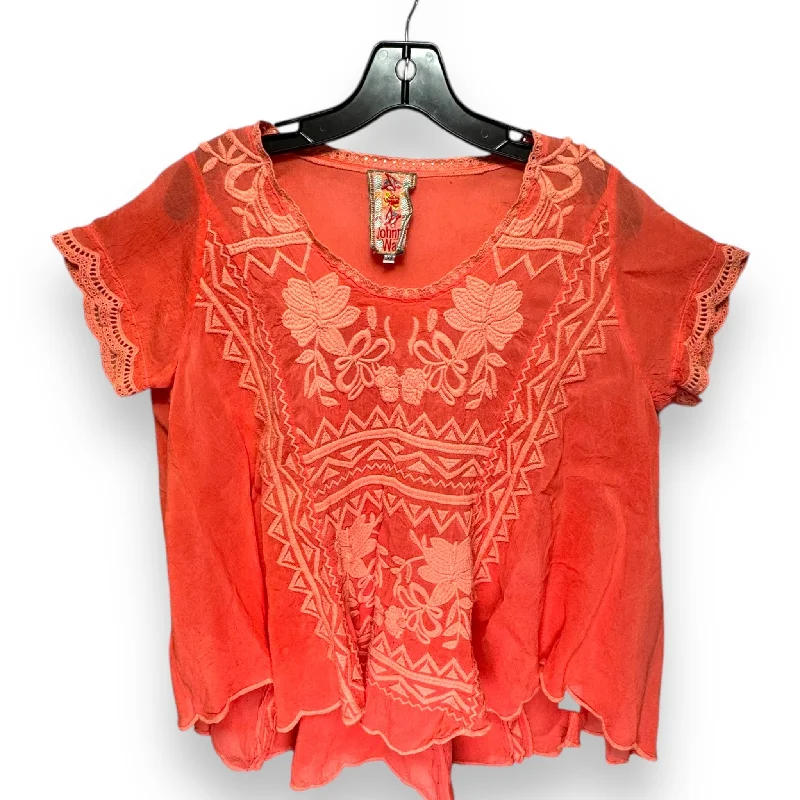 Men’s short-sleeve field shirts-Top Short Sleeve By Johnny Was In Orange, Size: Xs