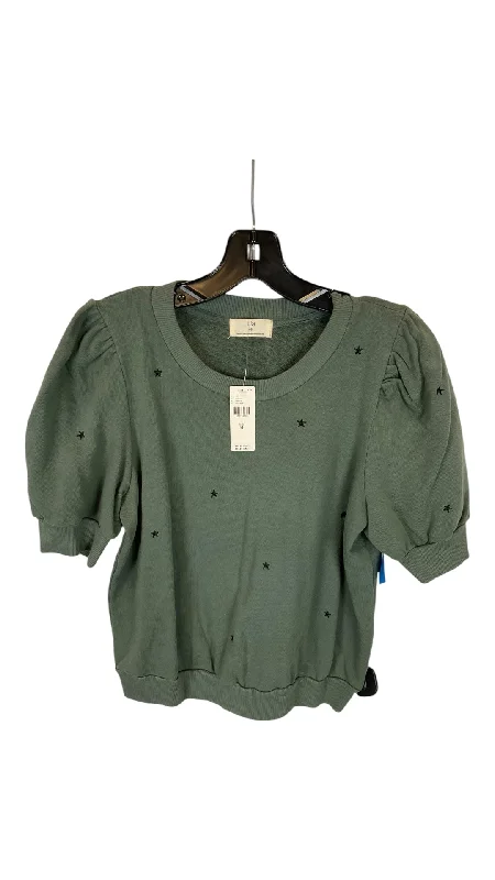 Men’s short-sleeve fawn shirts-Top Short Sleeve By T.la In Green, Size: M