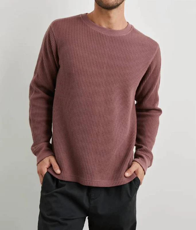 Men's parchment sweater-Wade Thermal Top In Brick