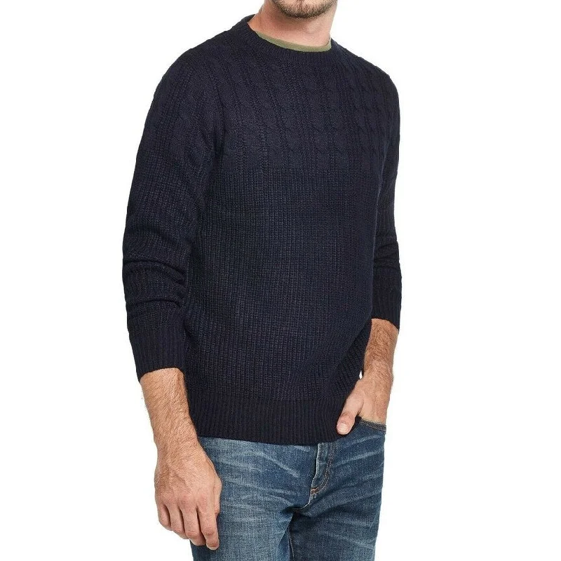 Men's ravine sweater-Weatherproof Vintage Men's Cable Yolk Sweater Blue Size Medium