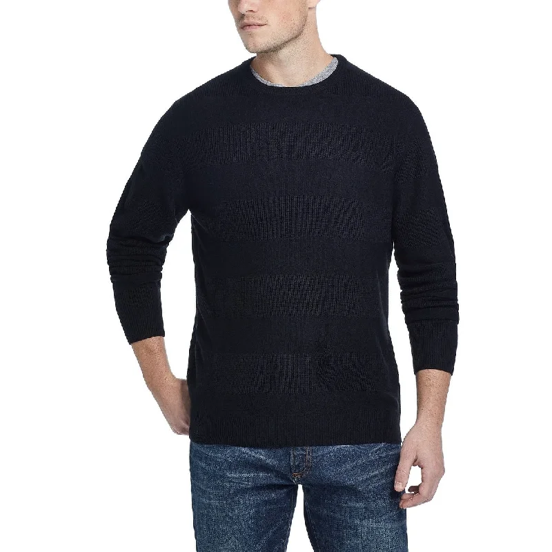 Men's plateau sweater-Weatherproof Vintage Men's Soft Touch Striped Sweater Black Size XX-Large - XXL