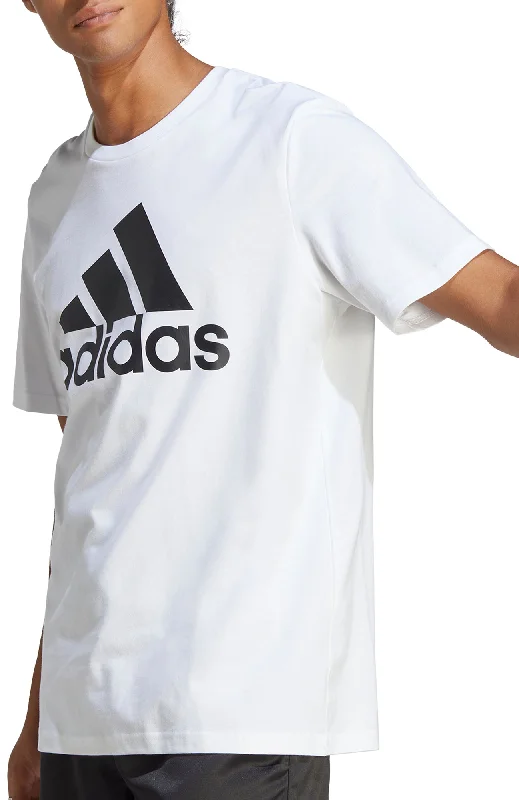 Men’s short-sleeve flint polos-adidas Essentials Big Logo Short Sleeve Mens Top - White