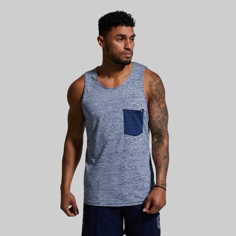 Men’s short-sleeve delta polos-Athleisure Pocket Tank (Ocean)