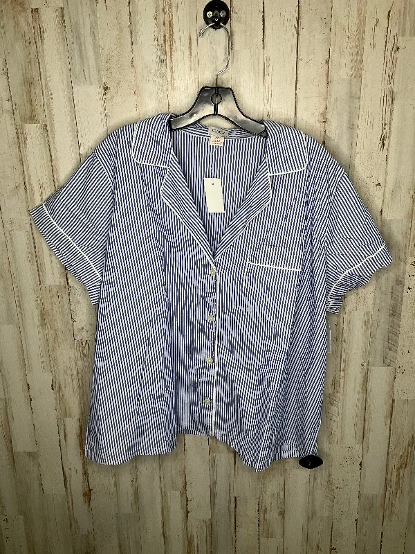 Men’s short-sleeve glum polos-Blue & White Top Short Sleeve J. Crew, Size 3x