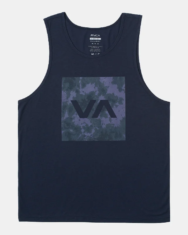 Men’s short-sleeve welt tops-Box Fill Purps Dye Tank Top - Navy