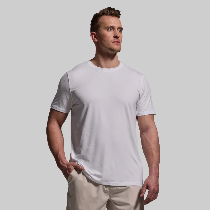 Men’s short-sleeve embossed tees-BP Premium Basic Crew (White)