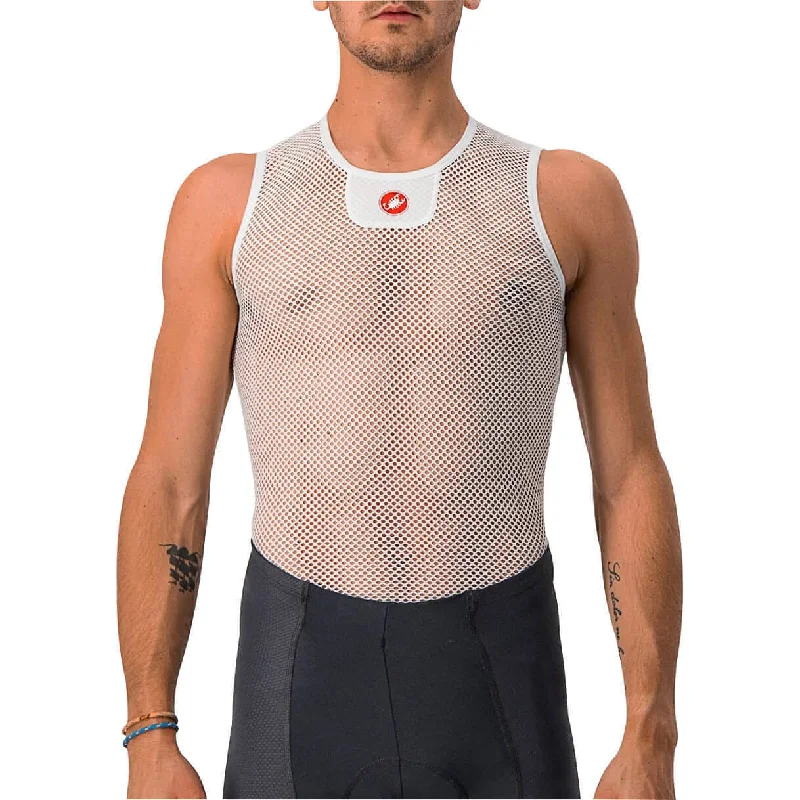 Men’s short-sleeve nifty shirts-Castelli Core Mesh 3 Sleeveless Mens Cycling Base Layer - White