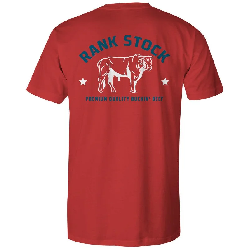 Men’s short-sleeve yowl tops-Charbray Rank Stock Logo T-shirt - Red/White/Blue