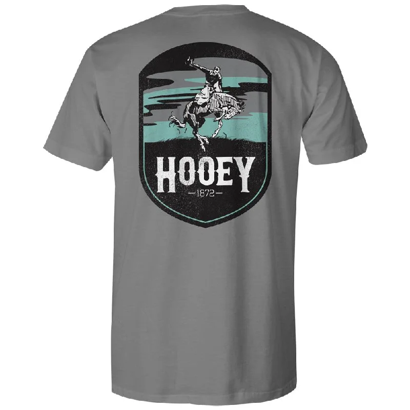 Men’s short-sleeve snug polos-Cheyenne Logo T-shirt - Grey/Turquoise/White