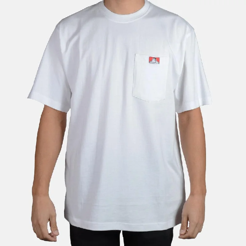 Men’s short-sleeve welt tops-Heavy Duty Short Sleeve Pocket T-Shirt: White