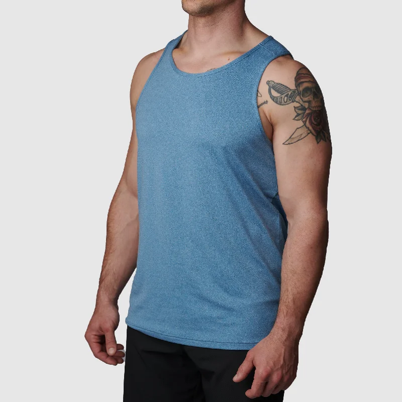 Men’s short-sleeve plush polos-Heritage Tank (Cerulean)