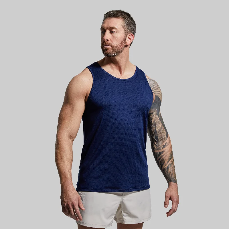 Men’s short-sleeve sleek fit tops-Heritage Tank (Midnight Blue)