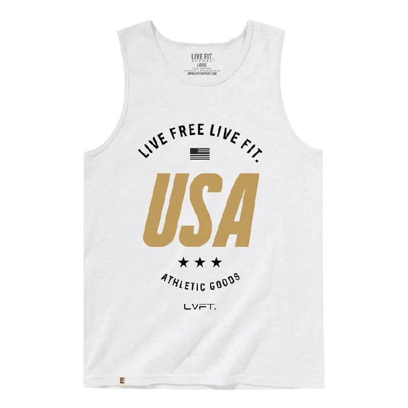 Men’s short-sleeve sift tops-Live Free Tank - White