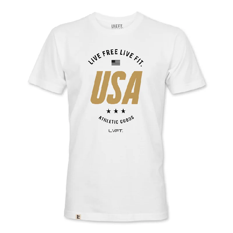 Men’s short-sleeve nook tees-Live Free Tee - White