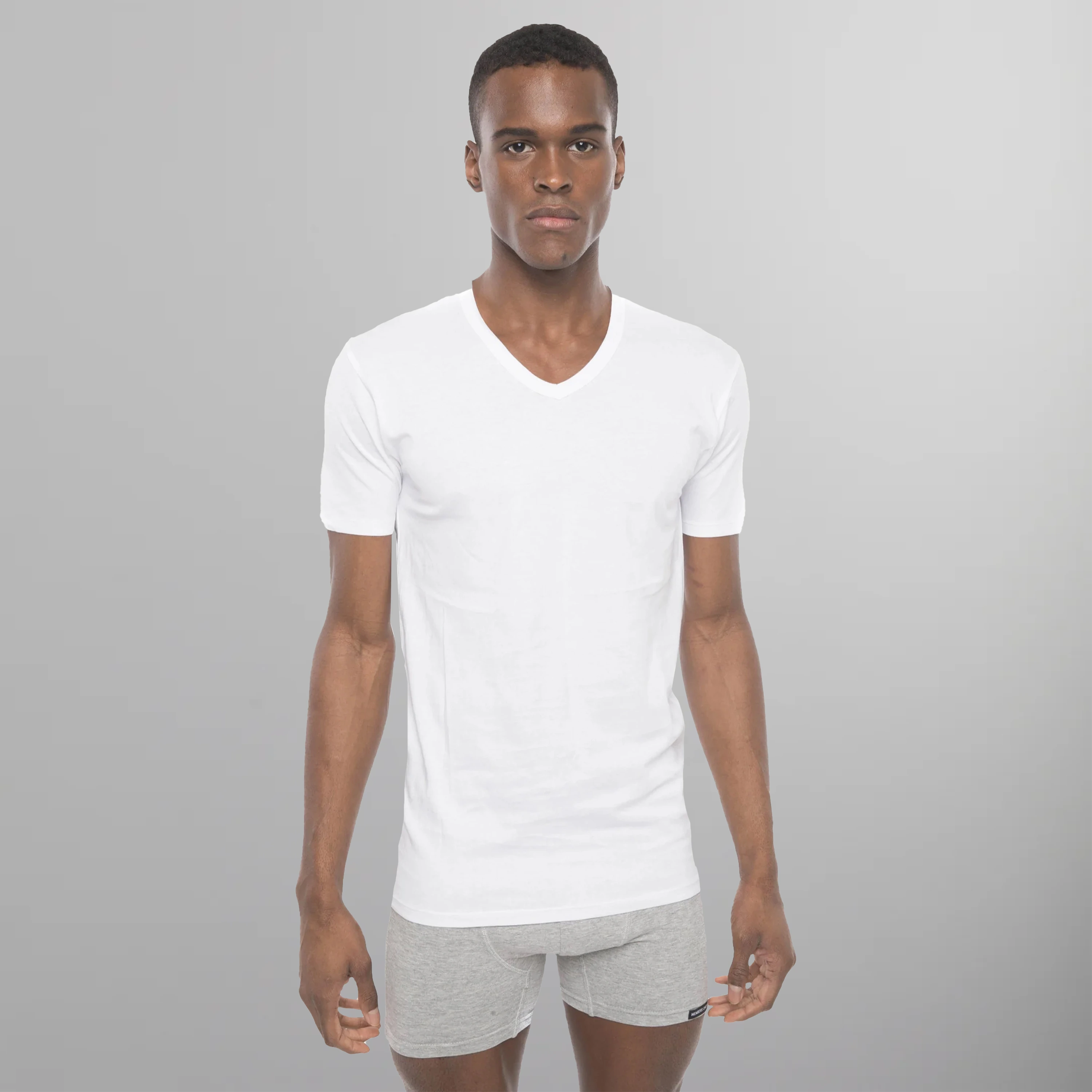 Men’s short-sleeve burr shirts-Men's 3PK Cotton V-Neck T-Shirt - White - FINAL SALE