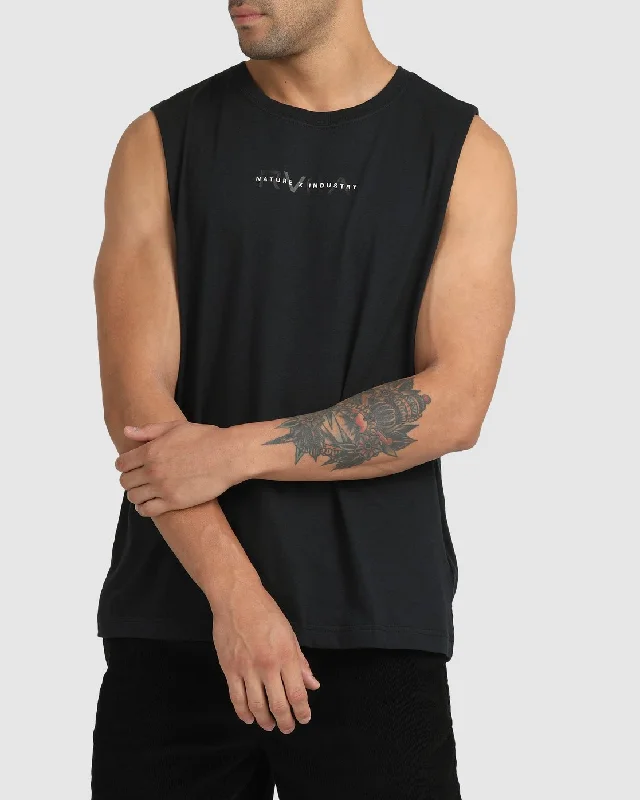 Men’s short-sleeve xylem polos-Men’S Spine Muscle Tank Top - Black