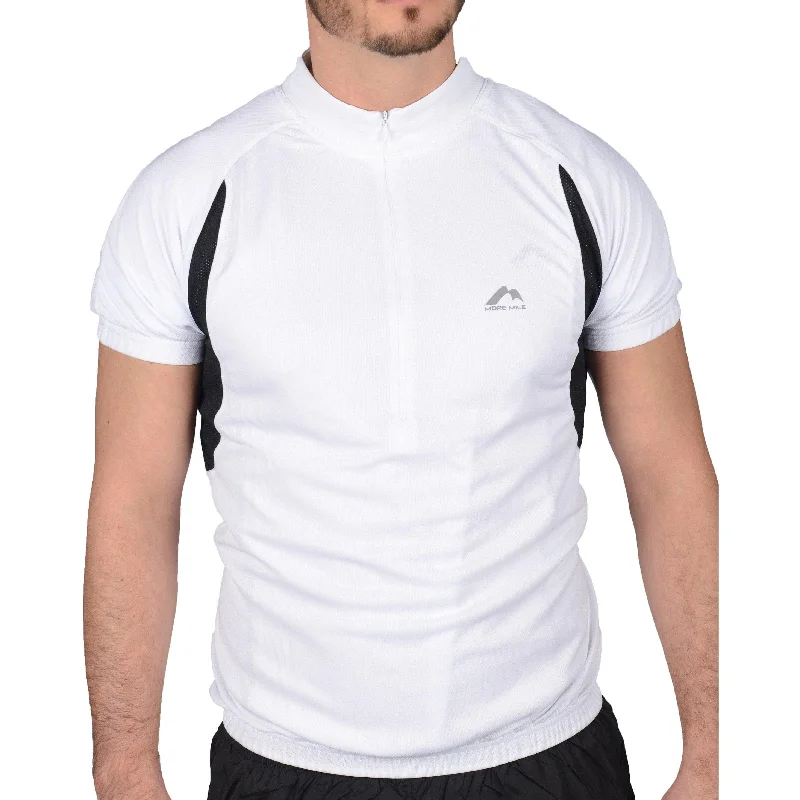 Men’s short-sleeve apex tops-More Mile Short Sleeve Half Zip Mens Cycling Jersey - White