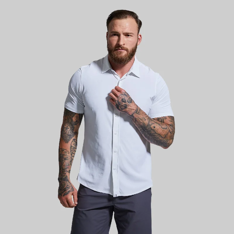 Men’s short-sleeve rugged mesh shirts-Network Short Sleeve (White)