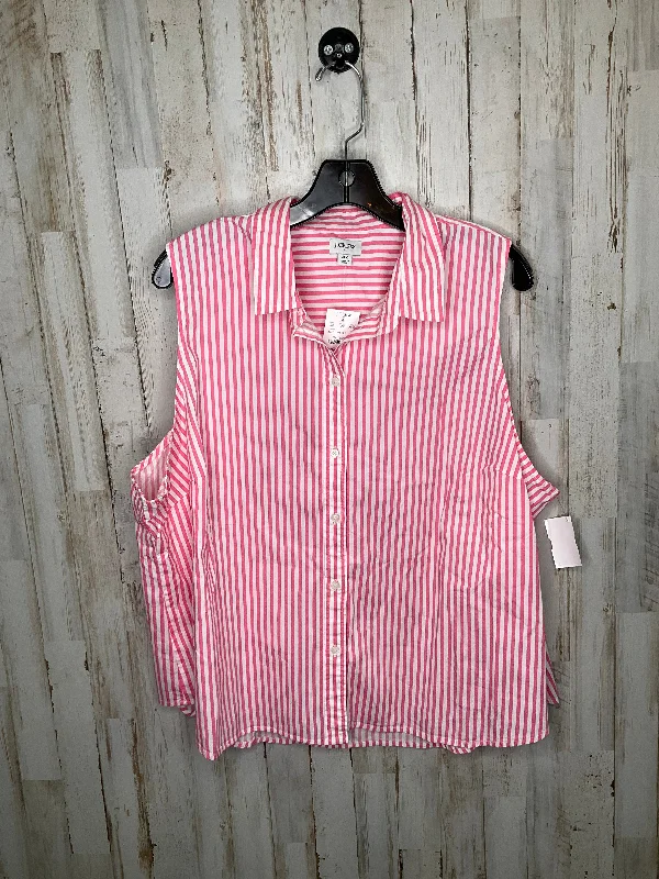 Men’s short-sleeve lurk shirts-Pink & White Top Sleeveless J. Crew, Size 3x