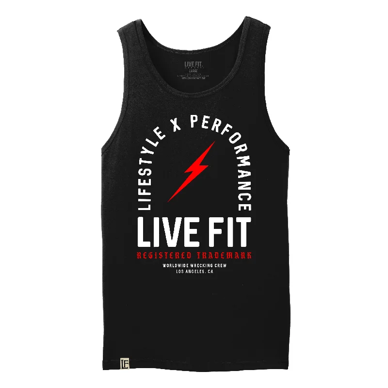 Men’s short-sleeve arch tops-Register Trademark Tank - Black / Red